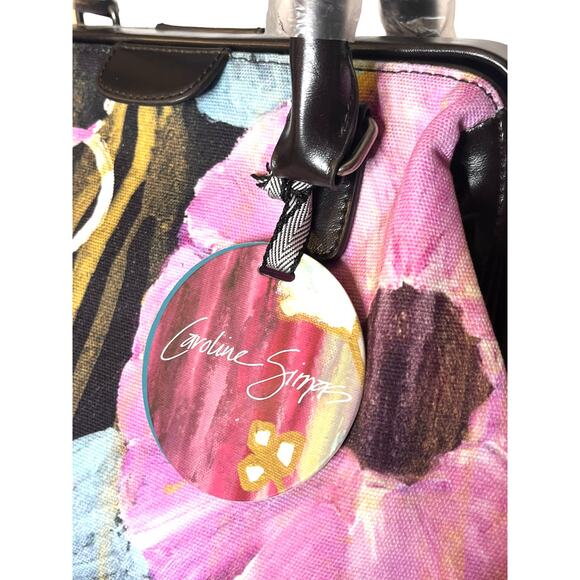 NEW Studio Demdaco Caroline Simas Art HANDBAG Satchel Shoulder Purse Pink Brown - Picture 7 of 8